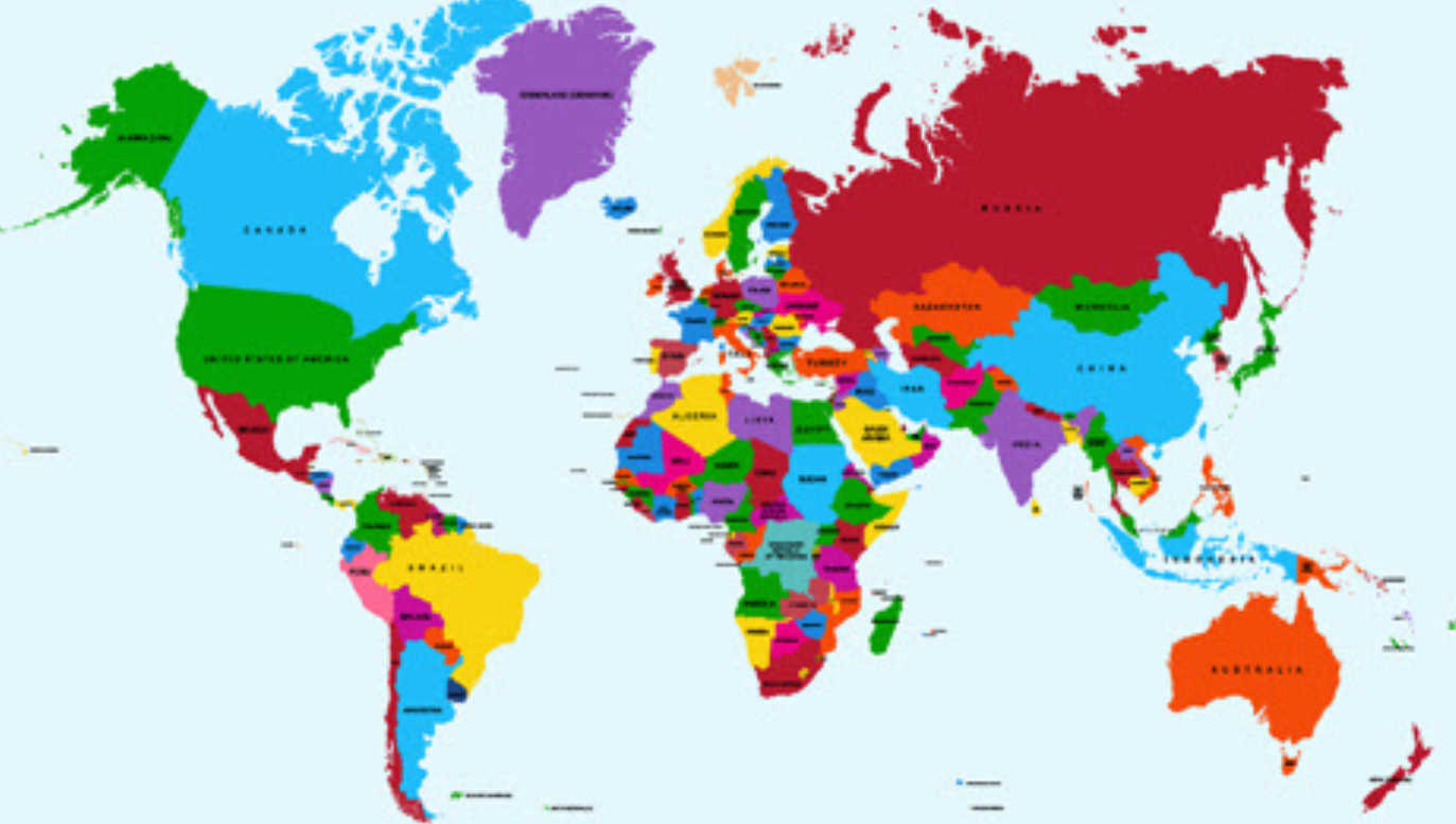 خريطة ملونة للعالم