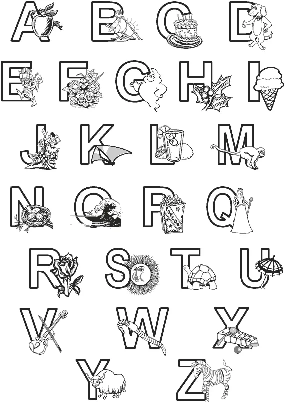 تعليم الاطفال حروف انجليزي من خلال رسومات التلوين