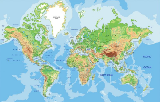 خريطة العالم بالإنجليزي